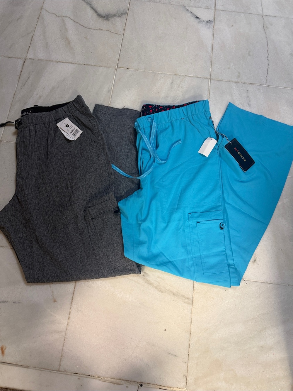 koi Wide Leg Scrub Pants in Turquoise & Charcoal